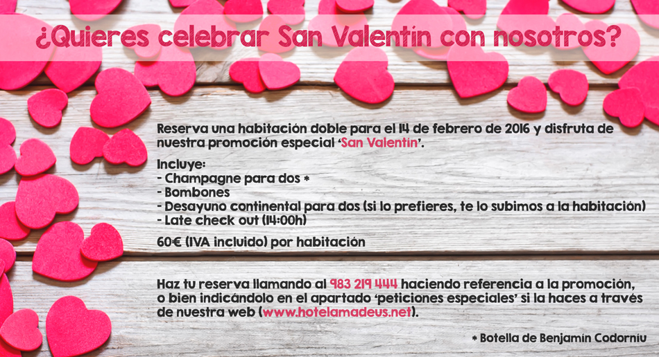 Disfruta de San Valentin en nuestro centrico hotel de Valladolid